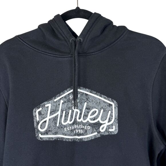 Hurley Black with gray and white screen print sweatshirt with hood Size Small - Picture 4 of 11